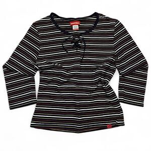 Y2k Unionbay Women's lace up striped Shirt